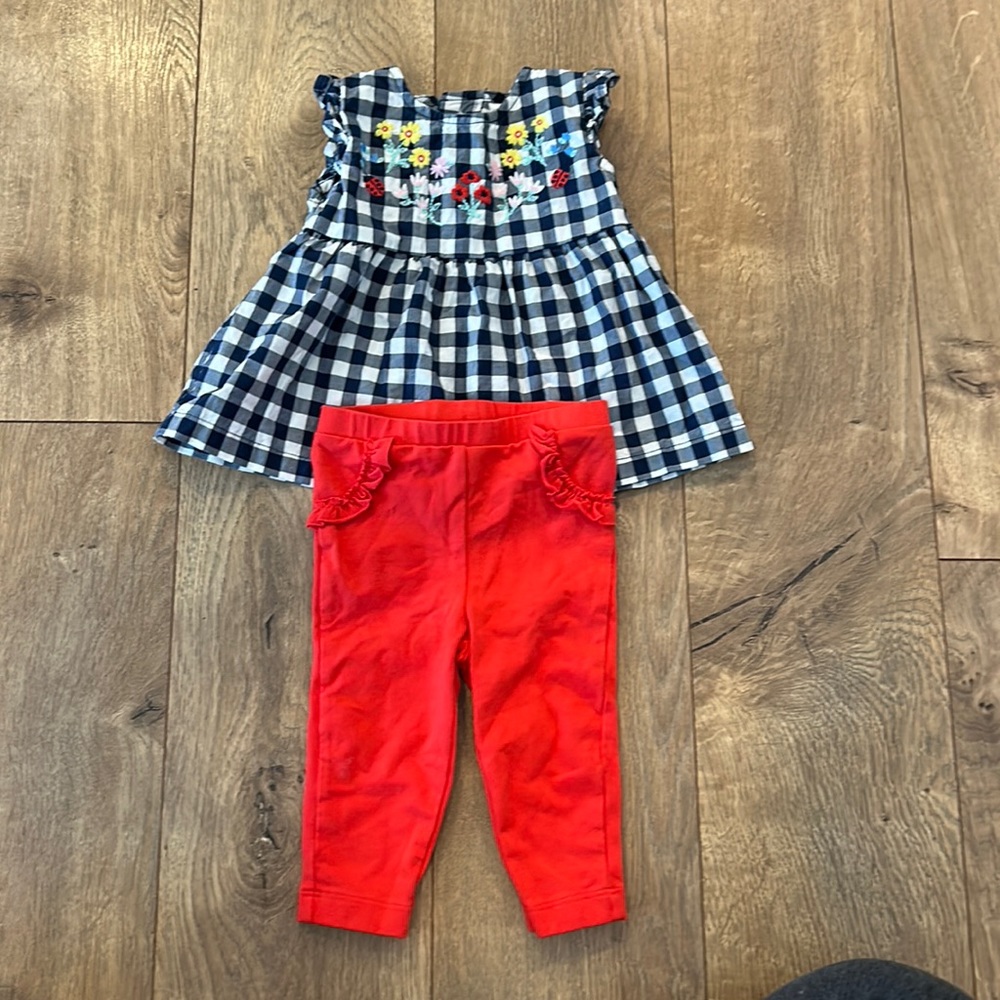 Adorable Carter’s Gingham Embroidered Top and Pants